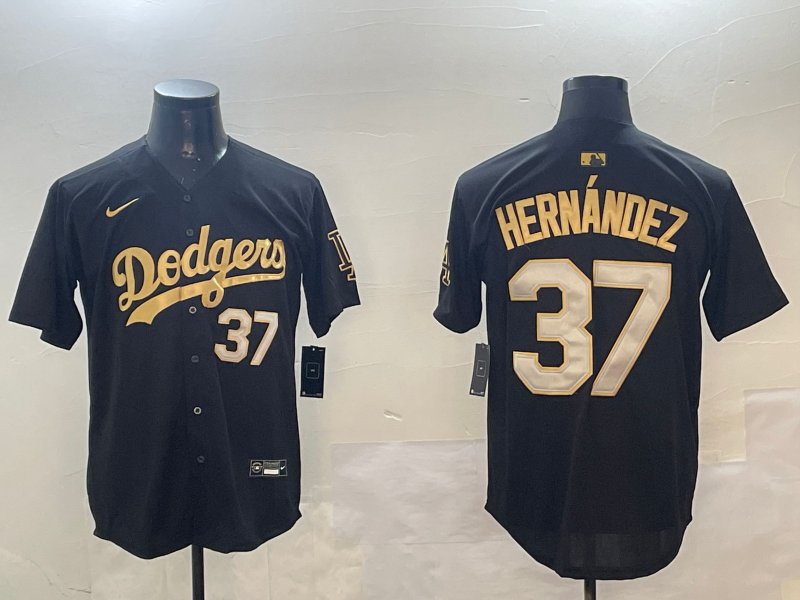 Men's Los Angeles Dodgers Teoscar Hernandez #37 Black Jersey